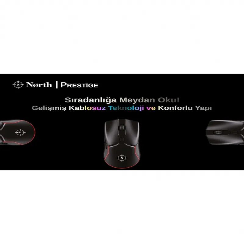 North Prestige Premium Kablosuz 3200DPI Gaming Siyah Mouse Rgb